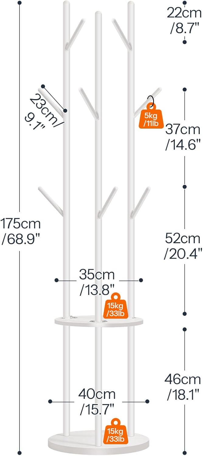 Hoobro Appendiabiti da Ingresso con 8 Ganci, Bianco - immagine 3
