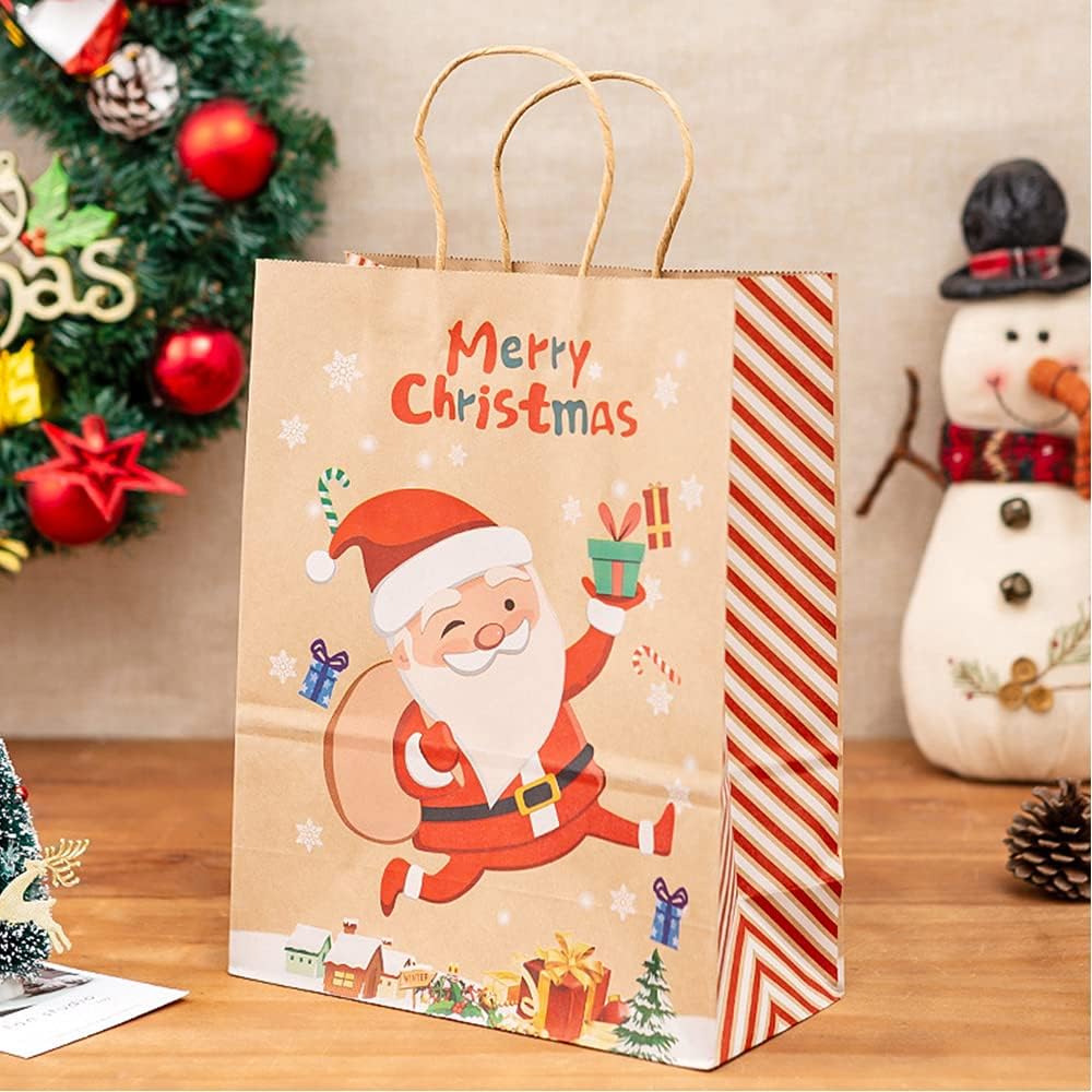 12 Pezzi Sacchetti Regalo di Carta Kraft Natale - immagine 4