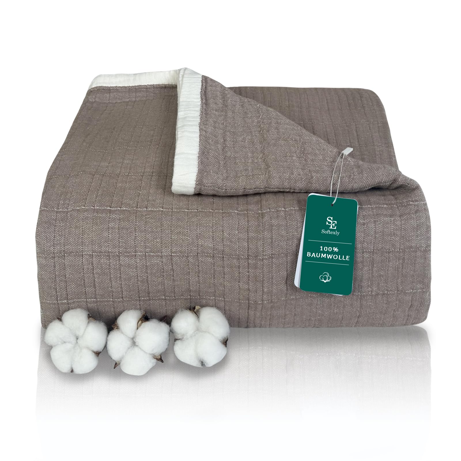 Se Softexly Coperta Morbida di Cotone 230 x 260 cm