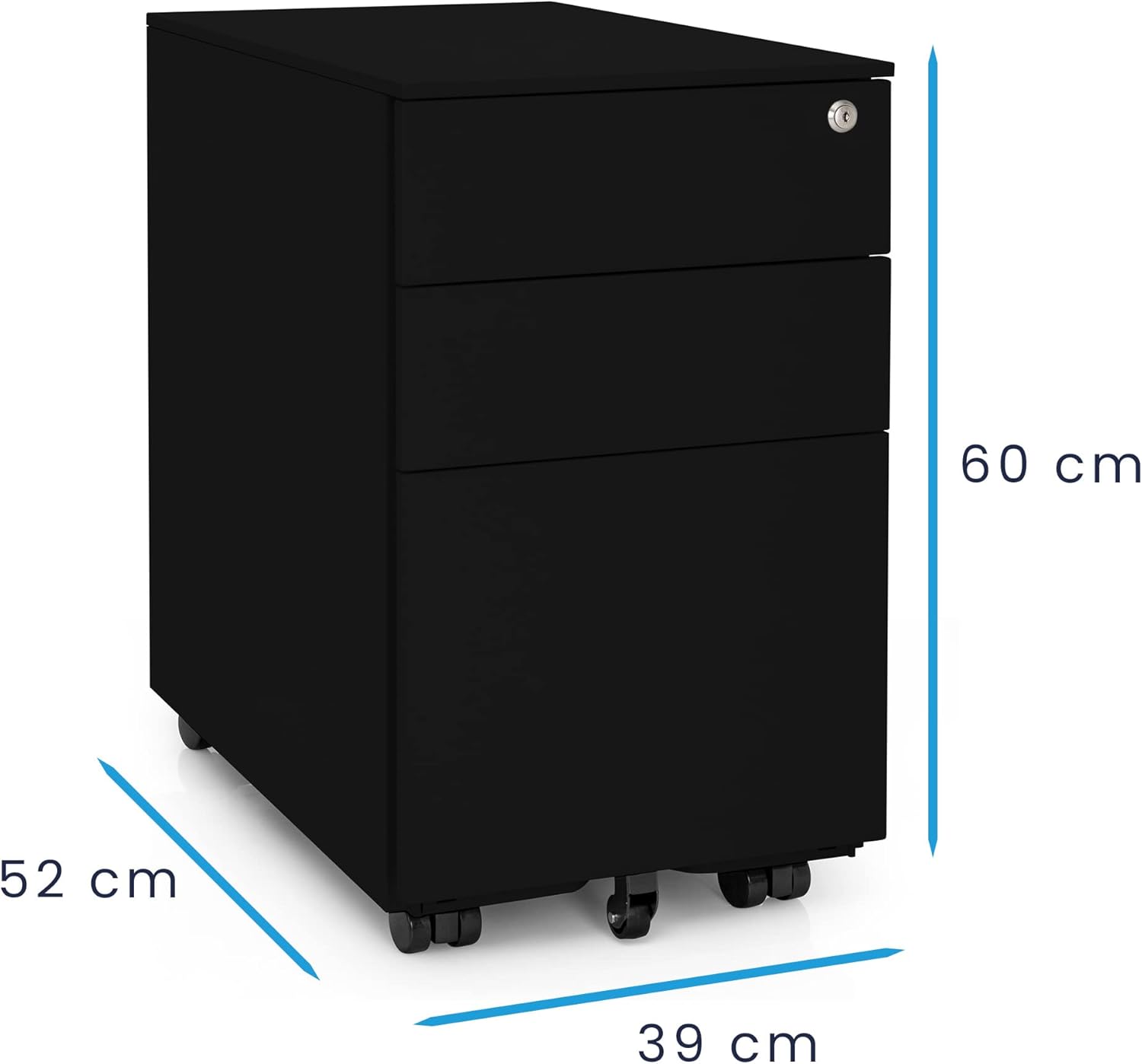 Ergotopia® Cassettiera Arrotolabile con Serratura, Nera - immagine 2