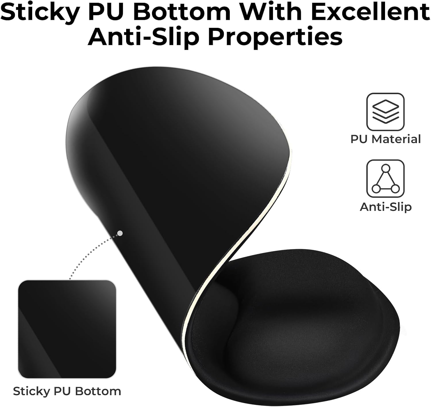 Eoocoo Tappetino Mouse con Supporto Polso Gel, Nero - immagine 5