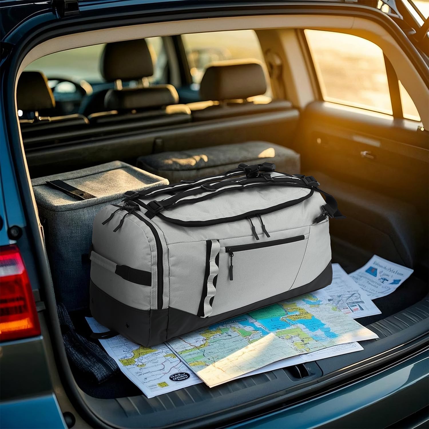 Borsone Palestra Uomo Grande 70L Grigio - immagine 7