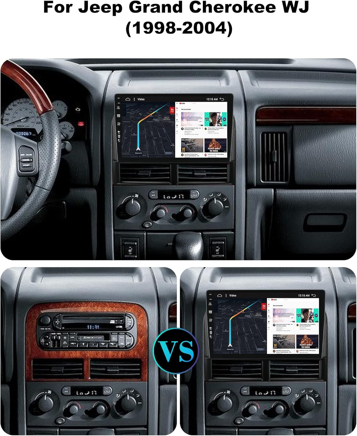 SXAUTO Autoradio Android 14 per Jeep Grand Cherokee WJ - immagine 2