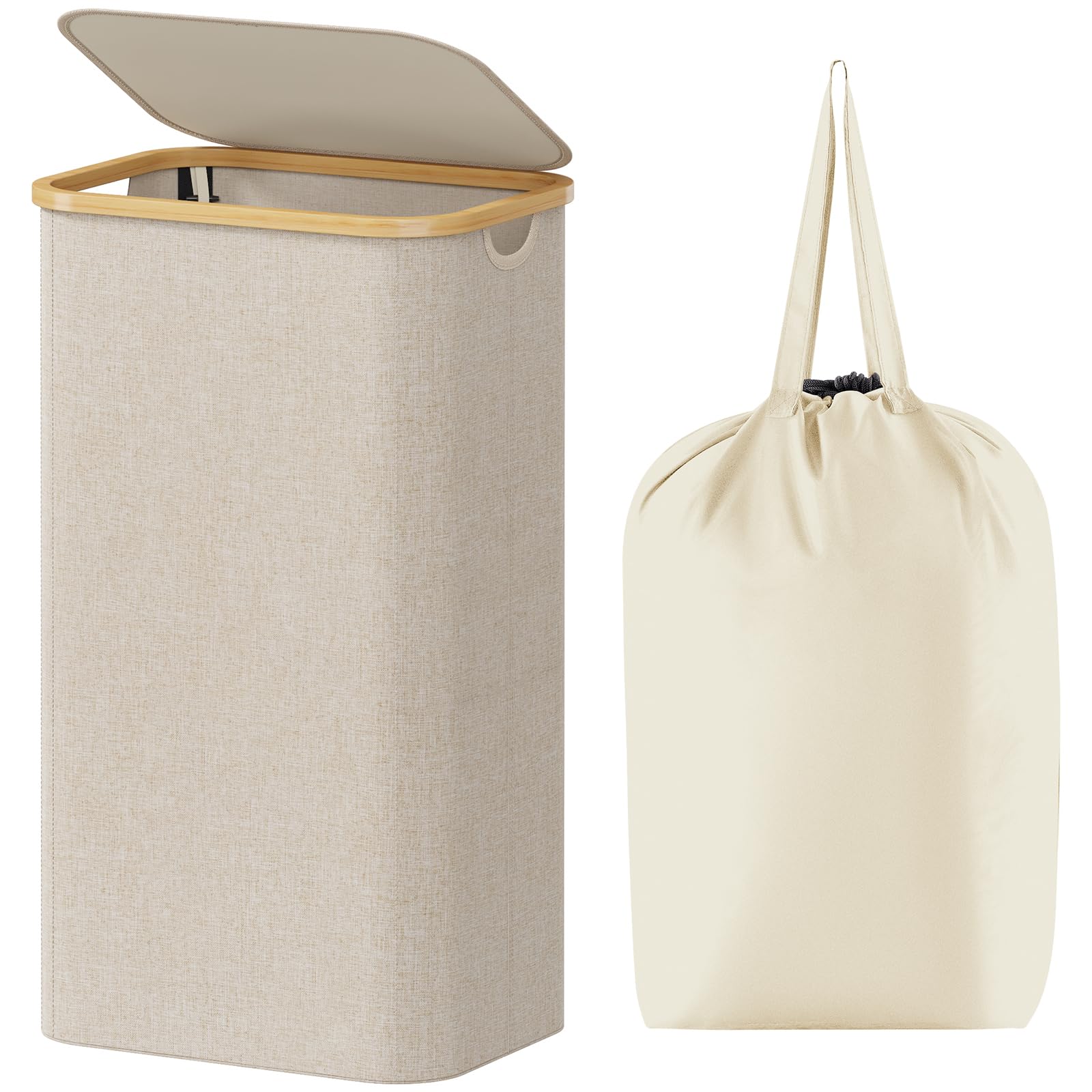 Lifewit Cesta Portabiancheria 100 L con Coperchio, Beige