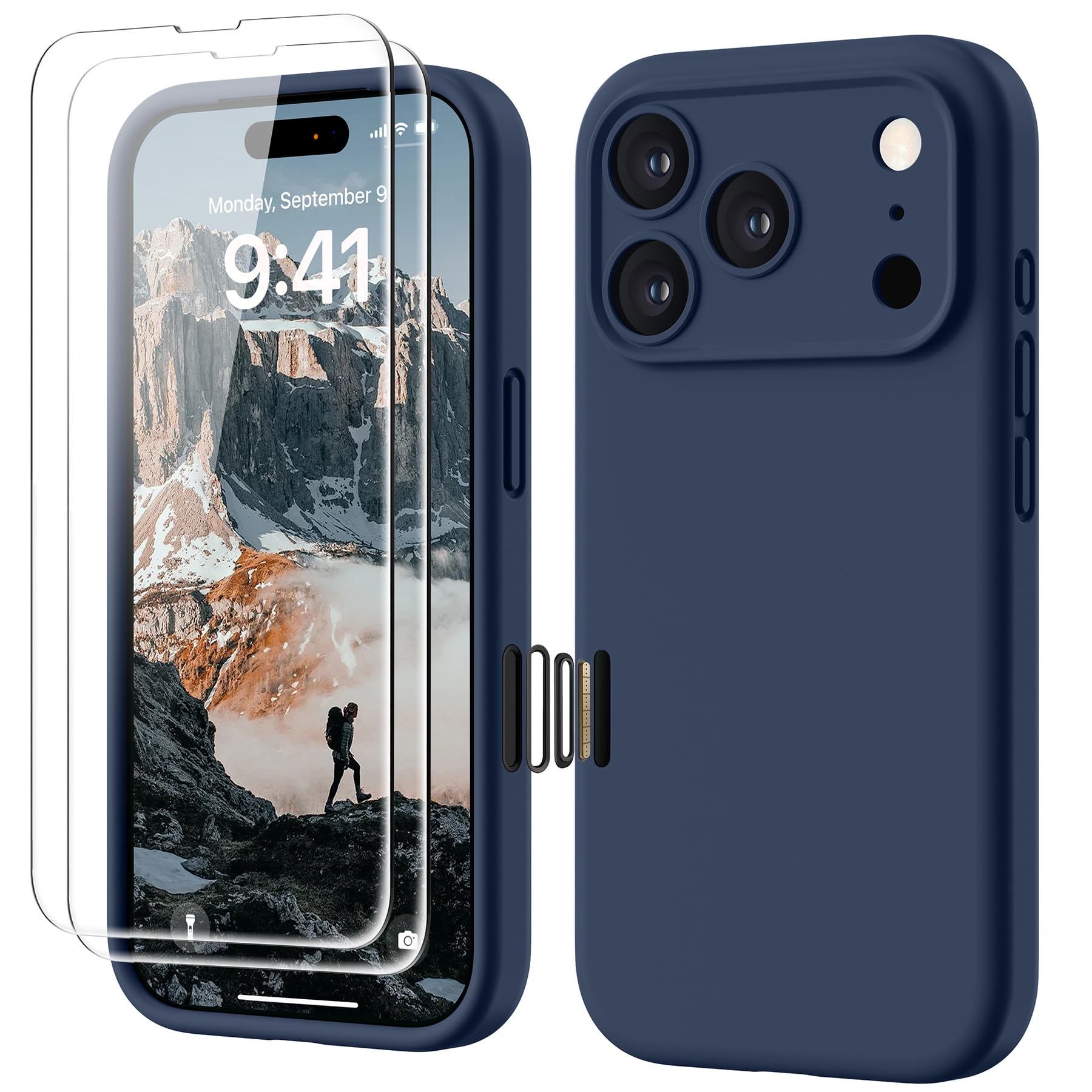Goodvish Silicone Cover per iPhone 17 Pro 6.3", Navy Blu