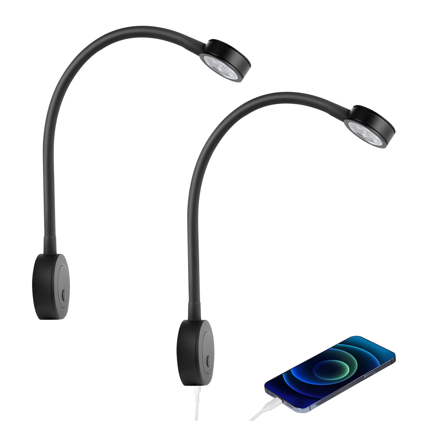 acegoo Lampada da Lettura LED 12V Camper, Nera