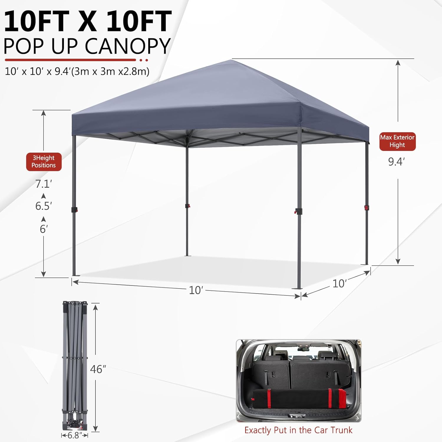 Abccanopy Tenda Parasole Gazebo 10x10 Facile Elevamento - immagine 4