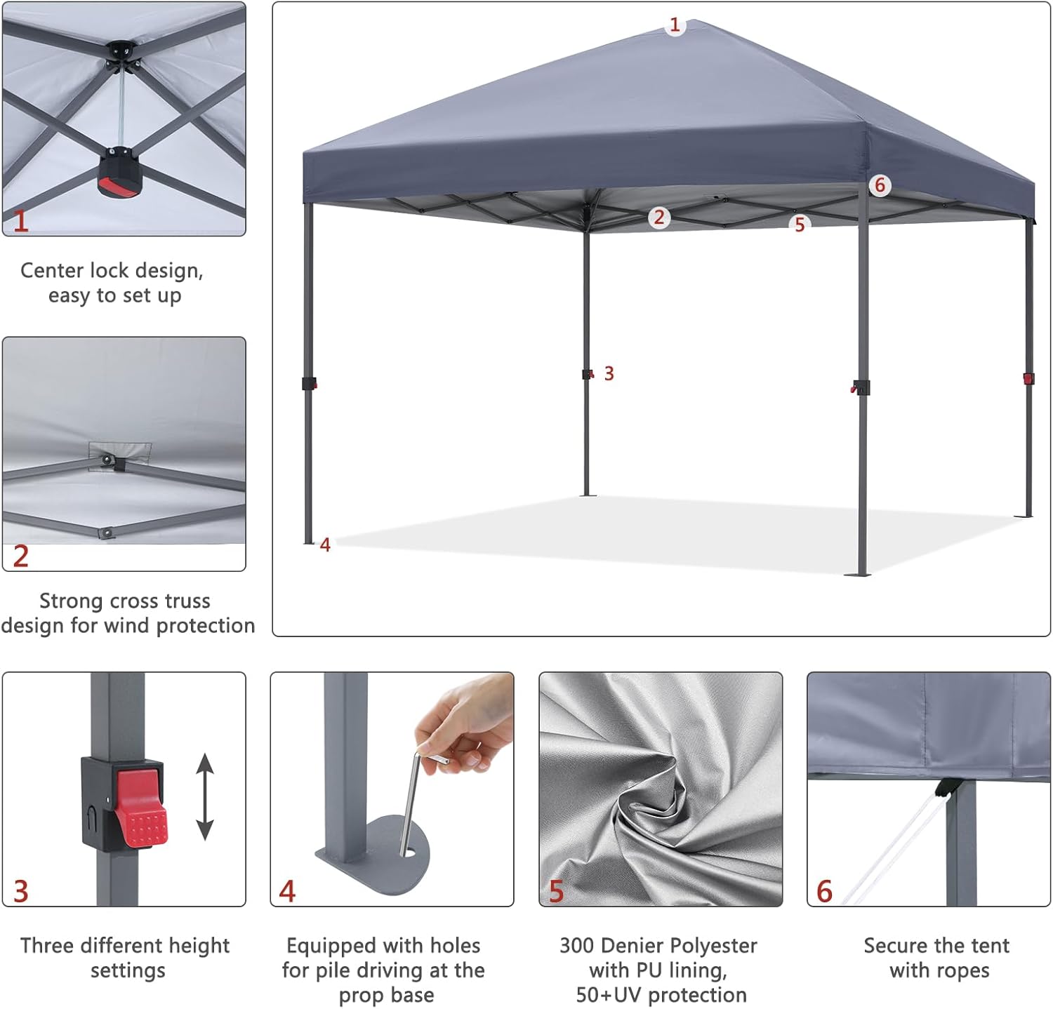 Abccanopy Tenda Parasole Gazebo 10x10 Facile Elevamento - immagine 5