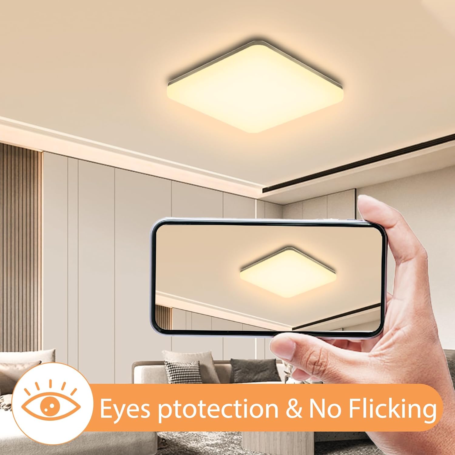 Plafoniera LED Soffitto Quadrata 20W 3000K - immagine 4