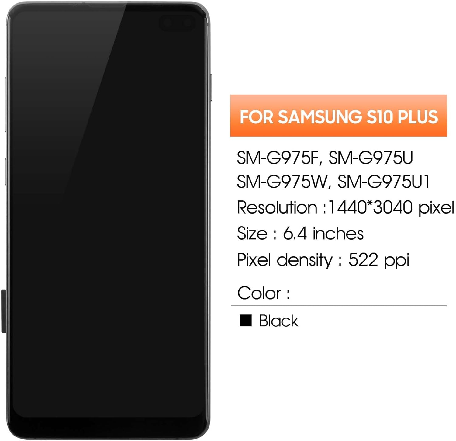 AGCUT Schermo LCD per Samsung S10 Plus 6,4", Nero - immagine 2