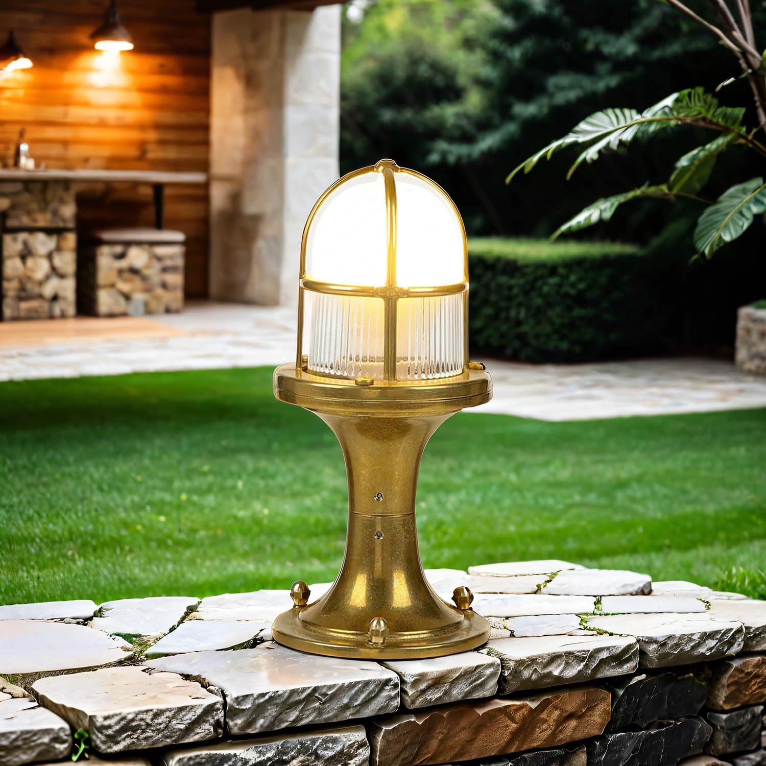 Lampioncino da Giardino Santorin in Ottone H:25 cm