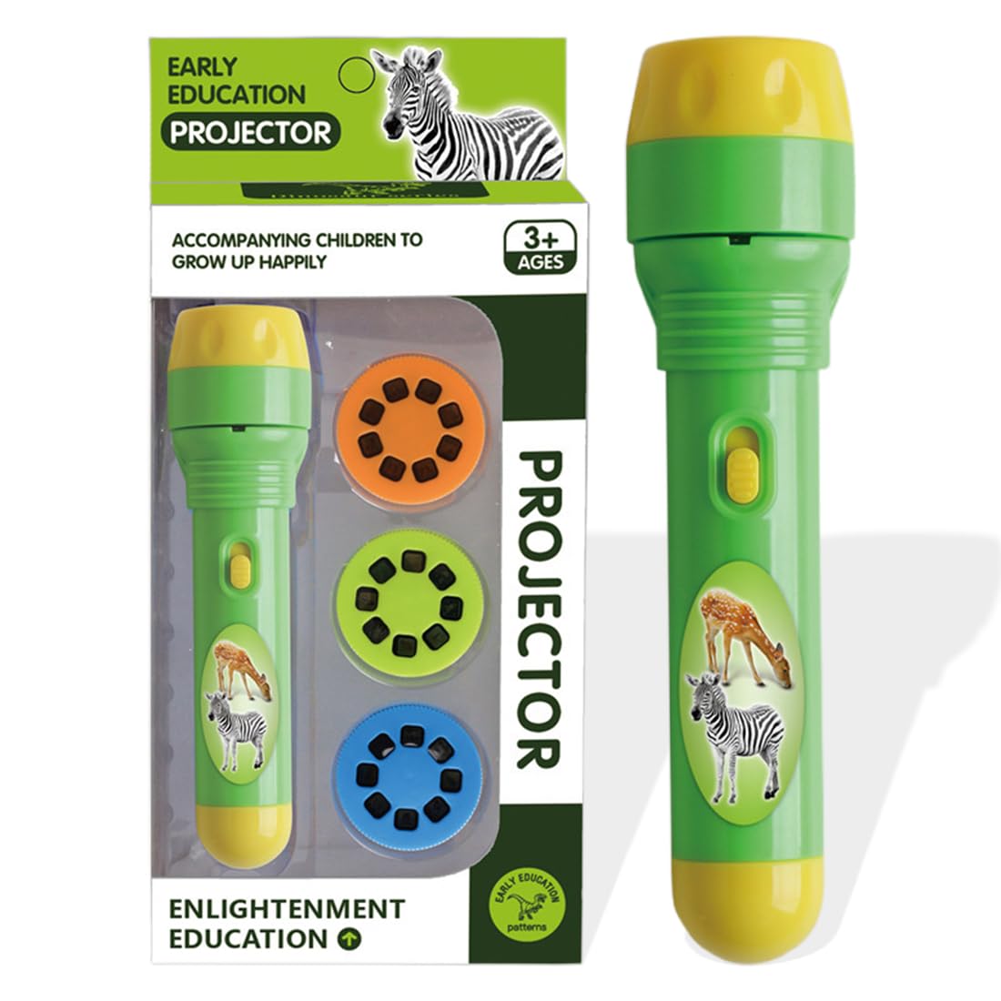 Torcia Proiettore Bambini con Immagini animale, Storie Diapositive Torcia per Parete Soffitto Tenda, Giocattolo Educativo per Bambini 3+ Anni, Crea Storie Giochi Regalo Scienza