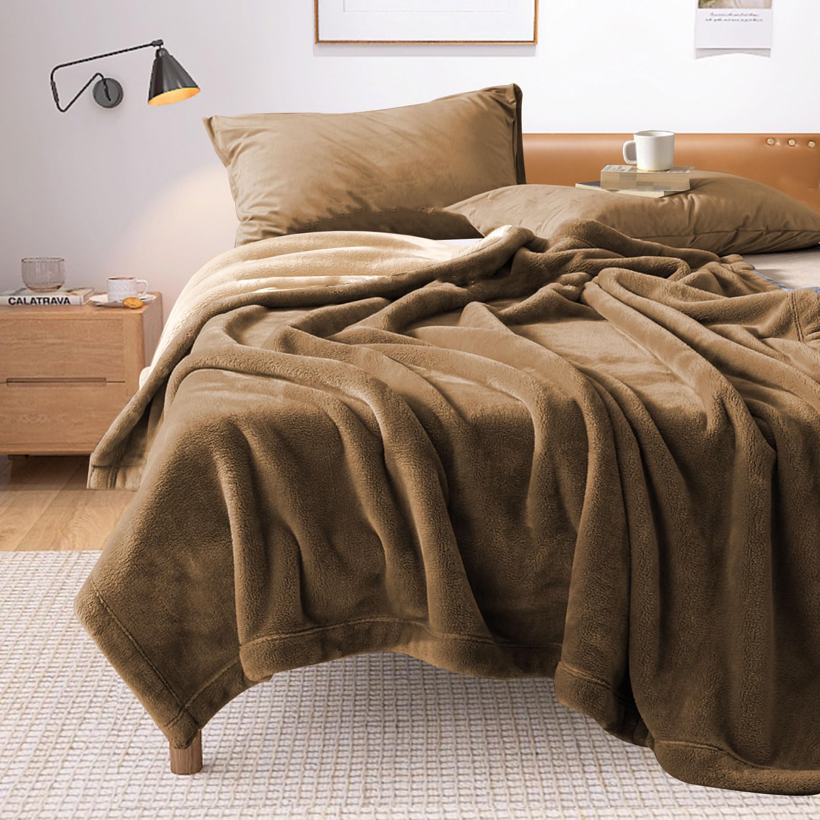 Yisure Coperta Impermeabile King Size 230x203, Marrone