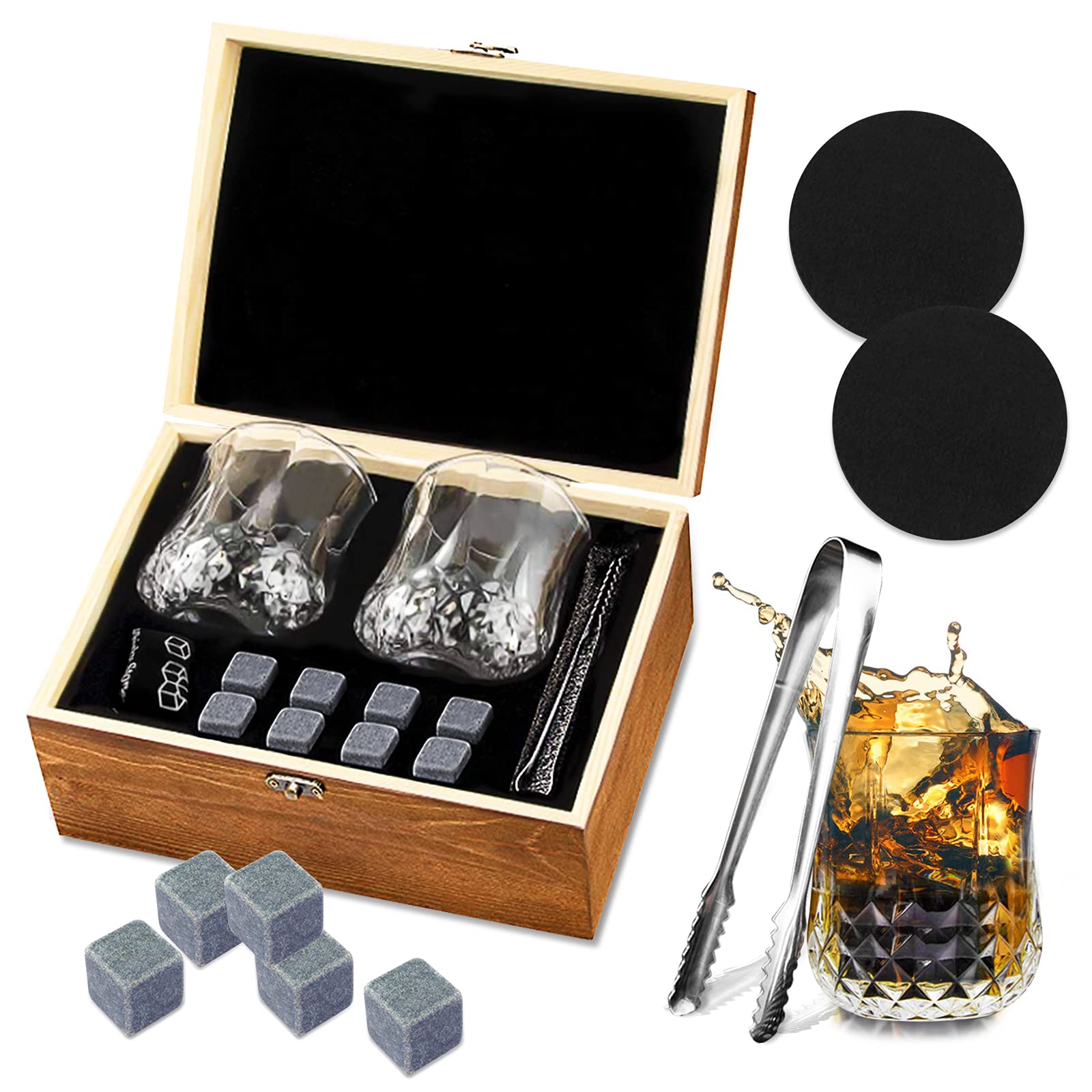 Whisky Stones Set Regalo con Bicchieri e Cubetti