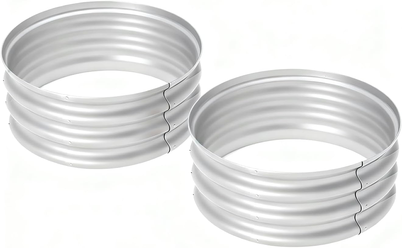 Bamworld Orto Rialzato Rotondo 2 Pezzi 60x30cm, Argento - immagine 1