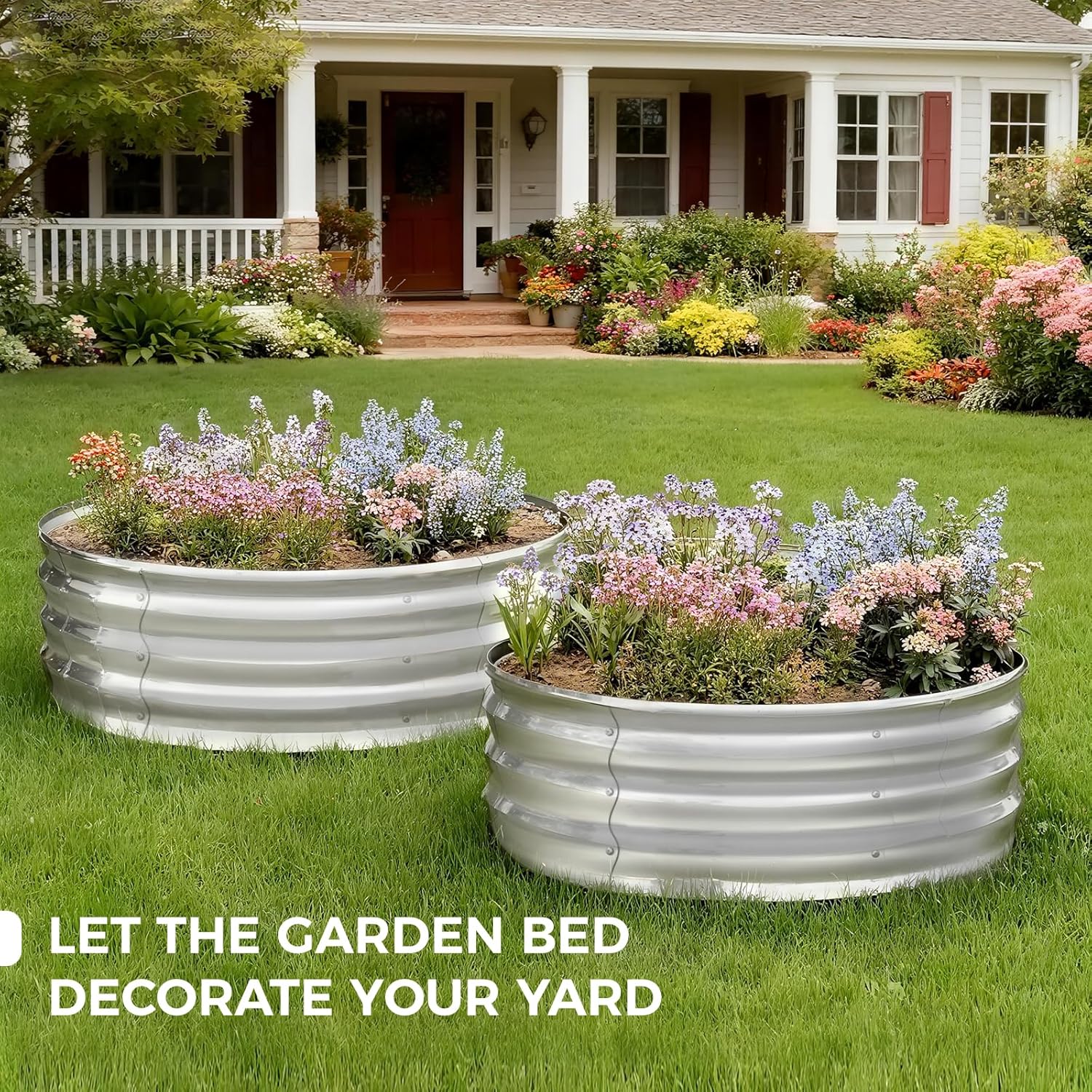 Bamworld Orto Rialzato Rotondo 2 Pezzi 60x30cm, Argento - immagine 3