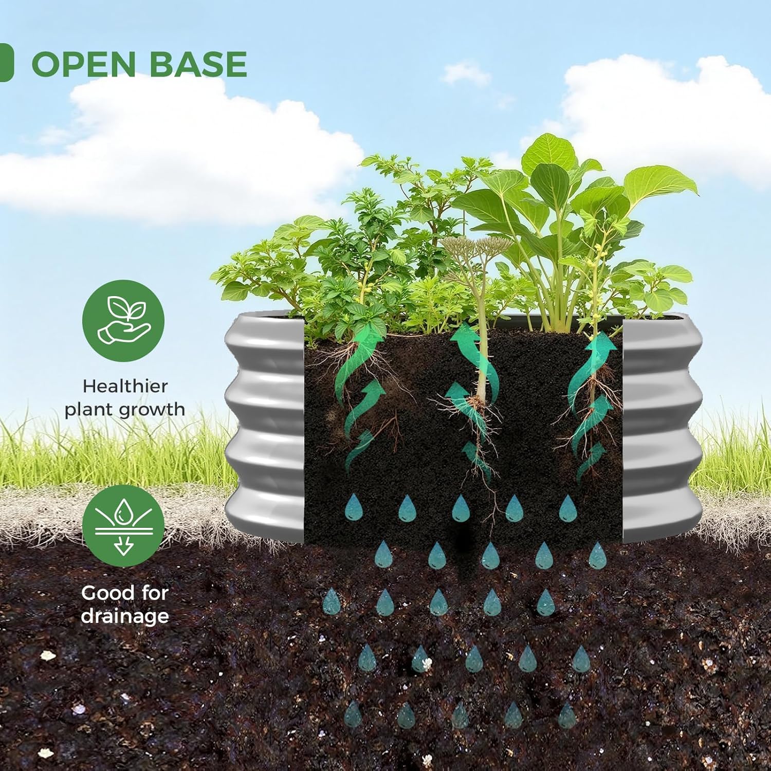 Bamworld Orto Rialzato Rotondo 2 Pezzi 60x30cm, Argento - immagine 4