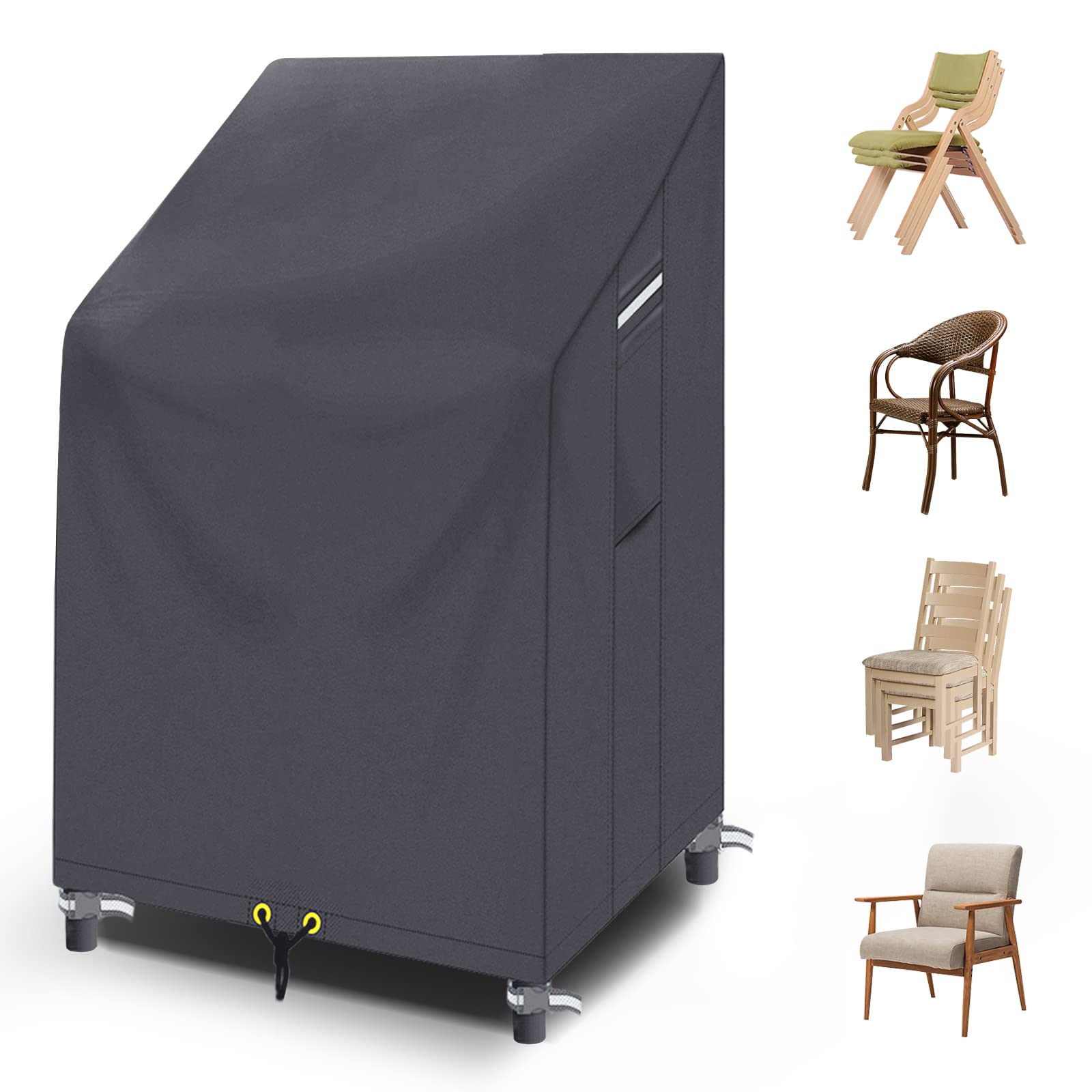 Richie Coprisedia Impilabile Impermeabile 65x65x120/80 cm Grigio