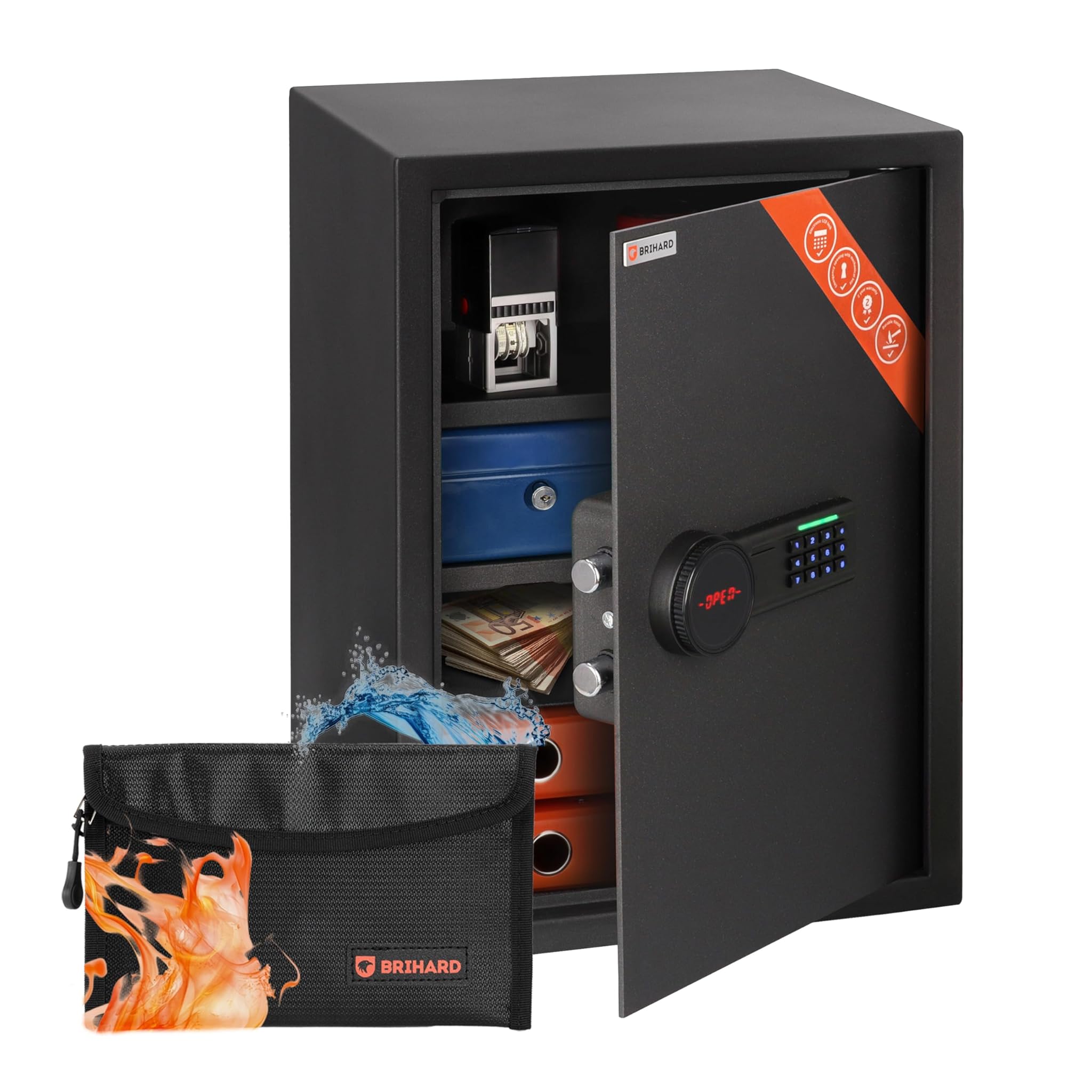 Brihard Business XL Cassaforte Elettronica LCD 40x35x36 cm