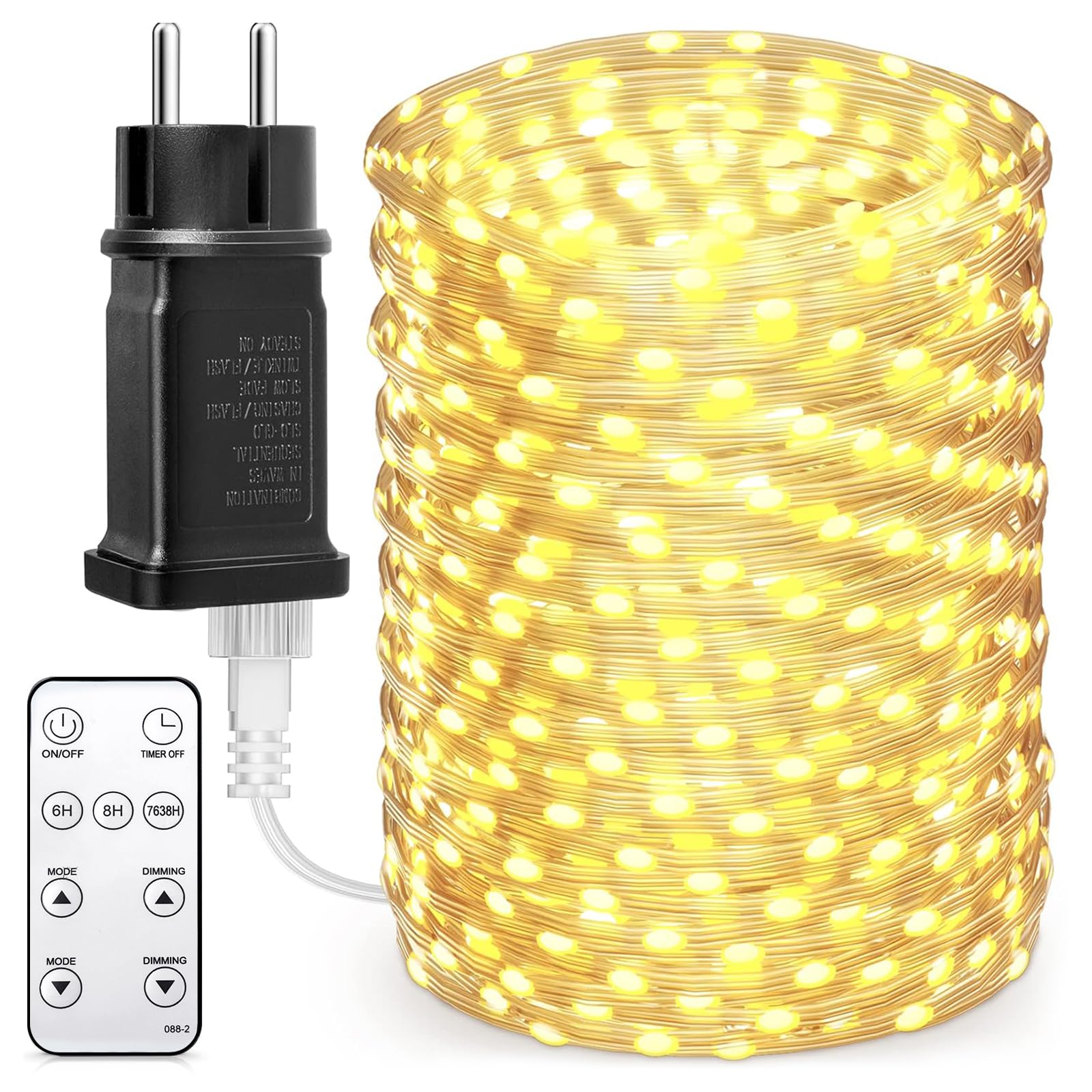 Catena Luminosa Esterno 100M 1000 LED, Bianco Caldo
