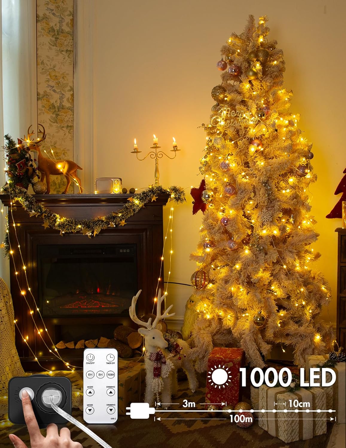 Catena Luminosa Esterno 100M 1000 LED, Bianco Caldo - immagine 2