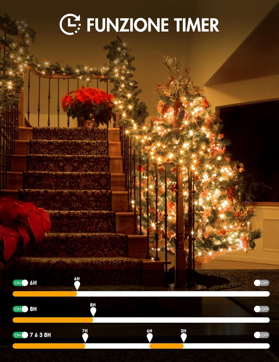 Catena Luminosa Esterno 100M 1000 LED, Bianco Caldo - immagine 5