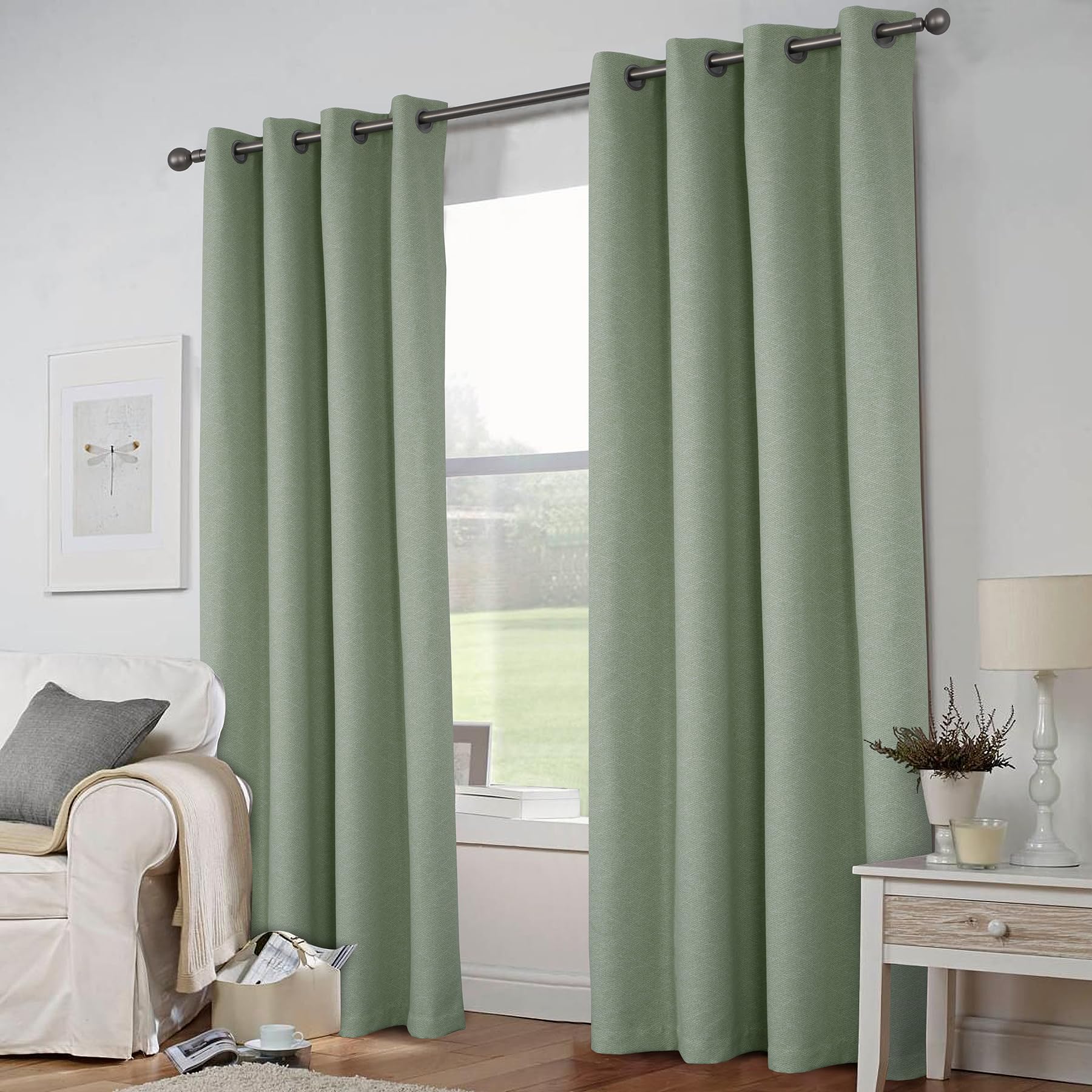 Always4u Tende Oscuranti 100% Imitazione Lana, Verde