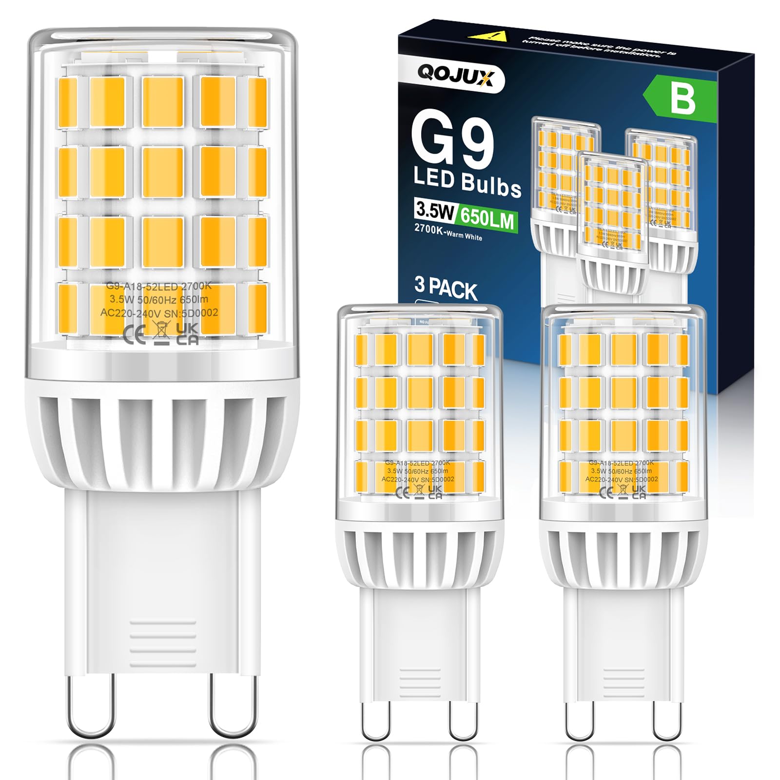 Lampadina G9 LED 3.5W 650LM Luce Calda (Confezione da 3)