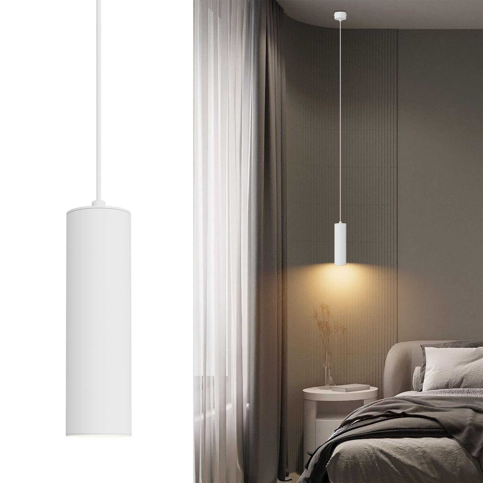 Klighten Lampada a Sospensione Cilindro GU10, Bianco