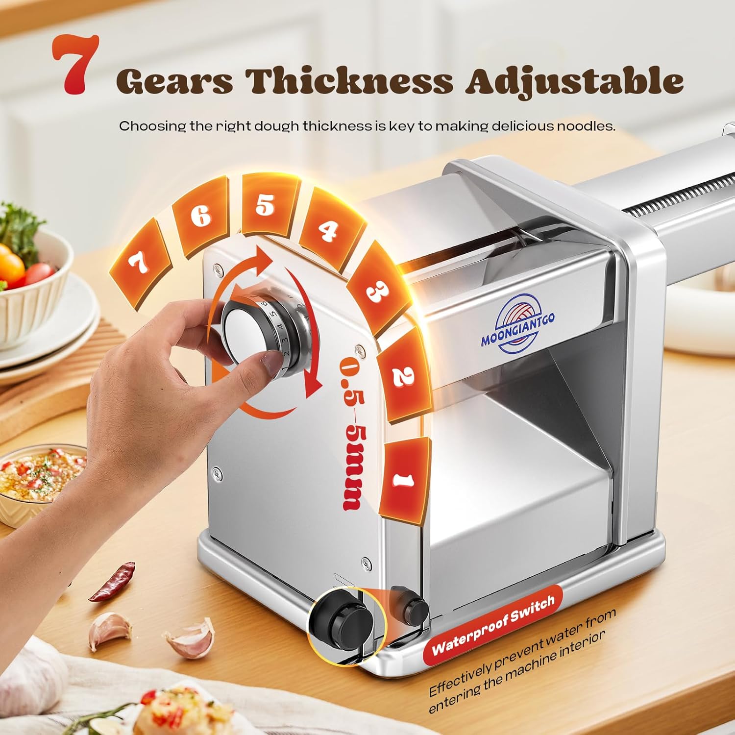 Moongiantgo Macchina per la Pasta Elettrica 3 Lame - immagine 2