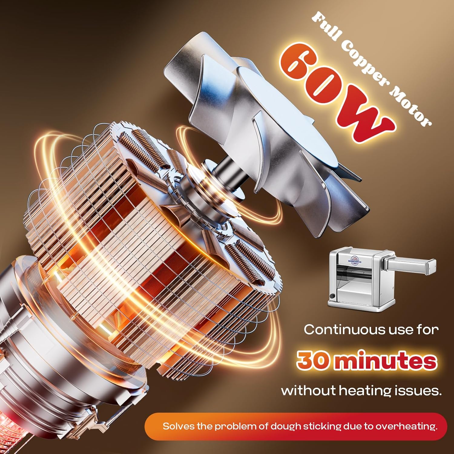 Moongiantgo Macchina per la Pasta Elettrica 3 Lame - immagine 4