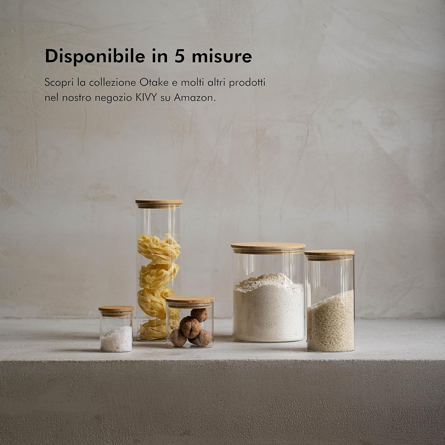 Set 2 Porta Pasta di Vetro 1800ml con Coperchio Bambù - immagine 6