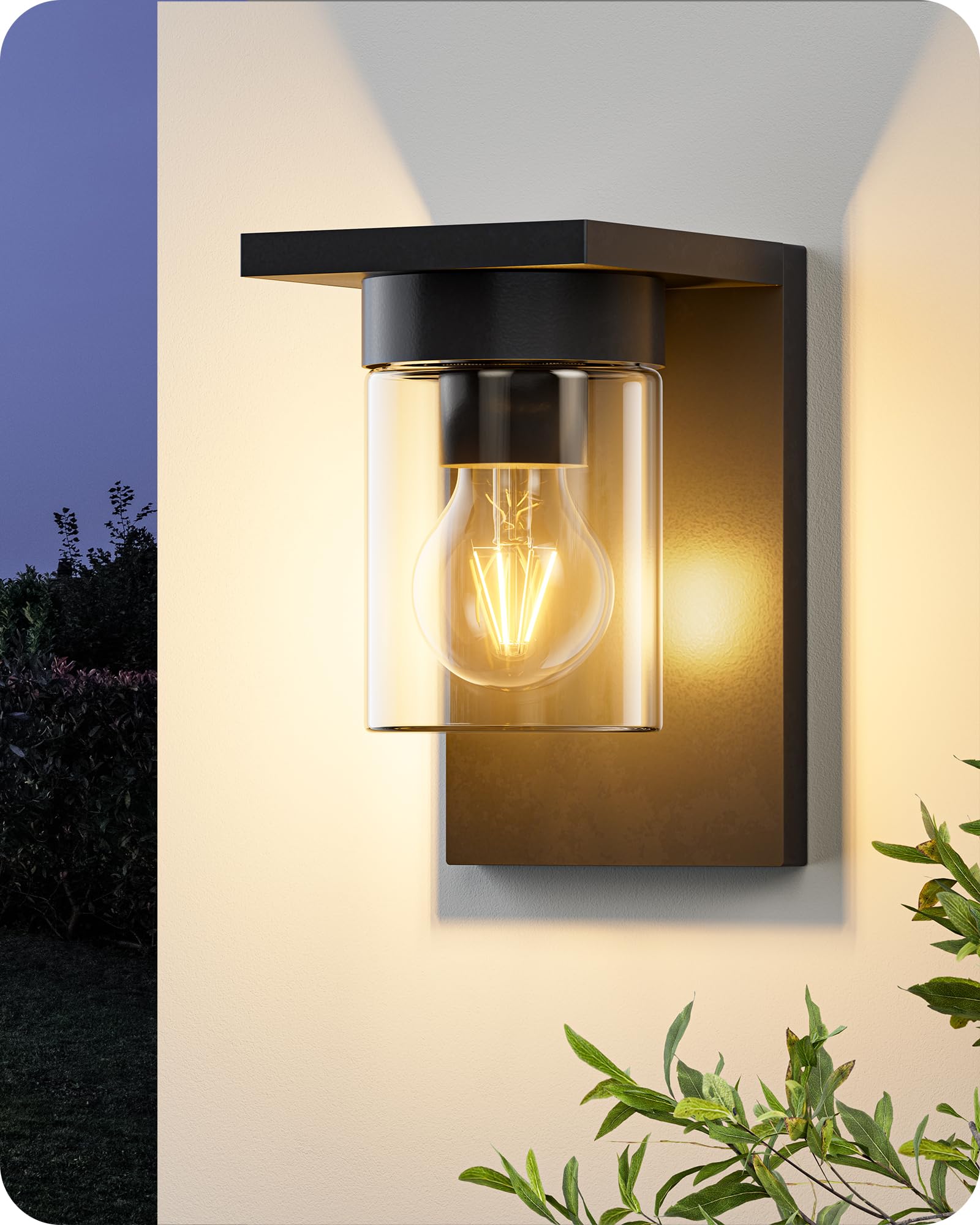 Edishine Applique da Parete Esterna Nera 19x12x15cm