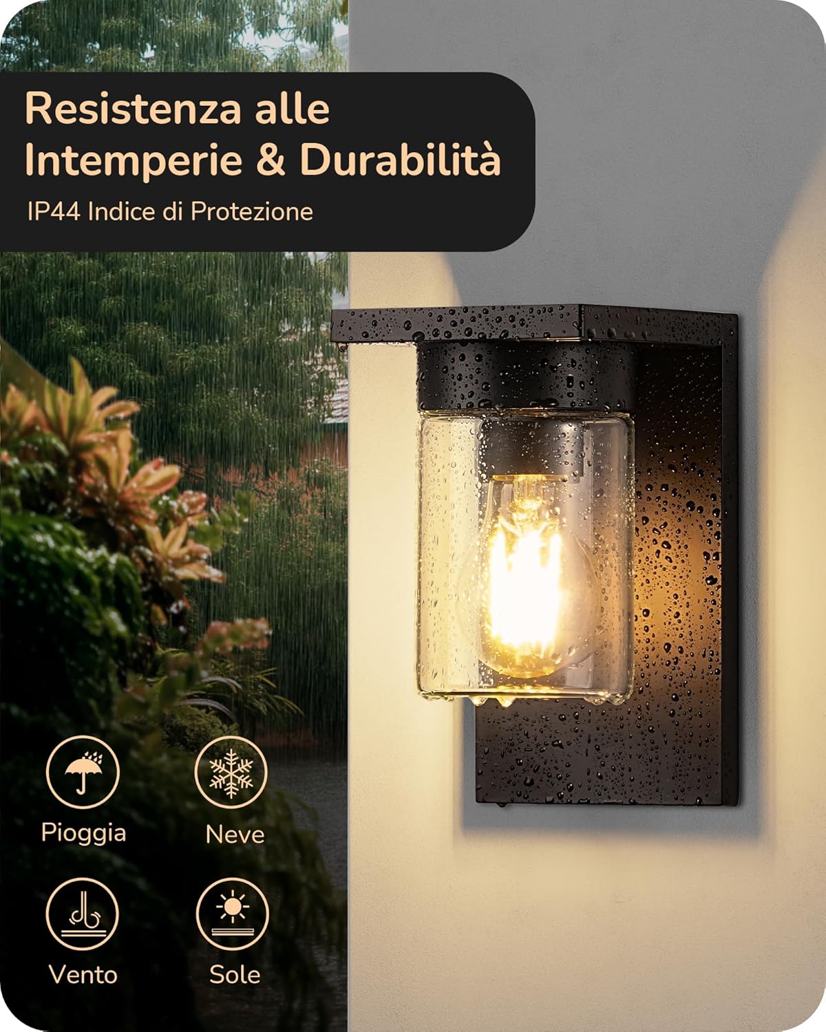 Edishine Applique da Parete Esterna Nera 19x12x15cm - immagine 3