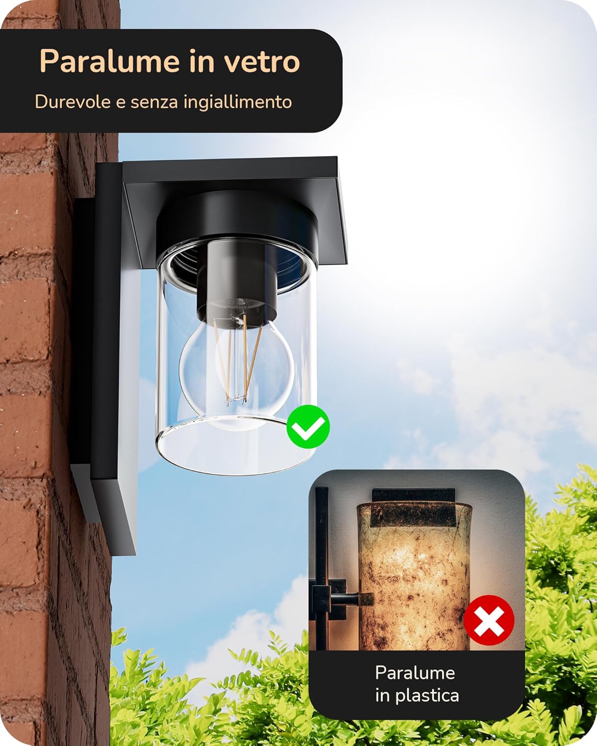 Edishine Applique da Parete Esterna Nera 19x12x15cm - immagine 4