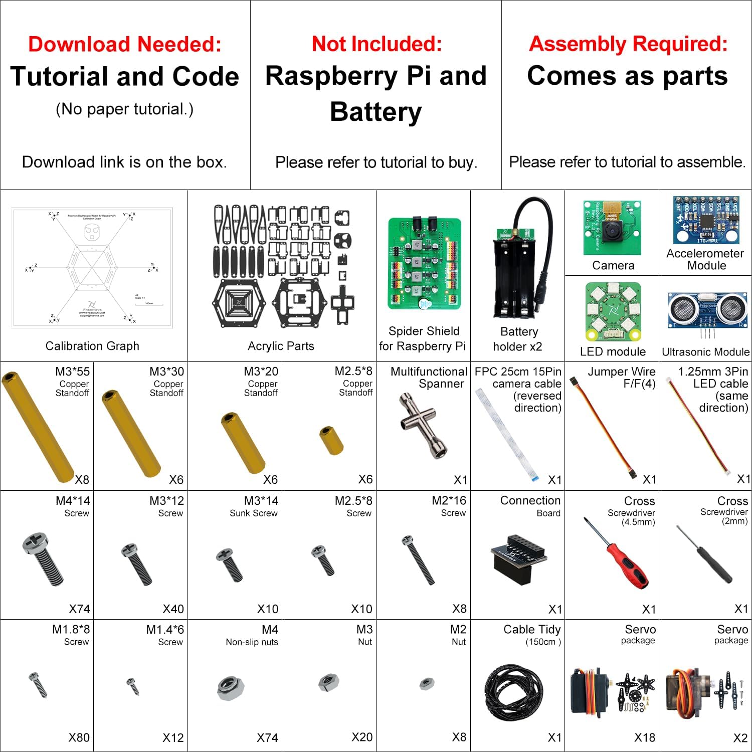 Freenove Big Hexapod Robot Kit per Raspberry Pi 5 - immagine 2