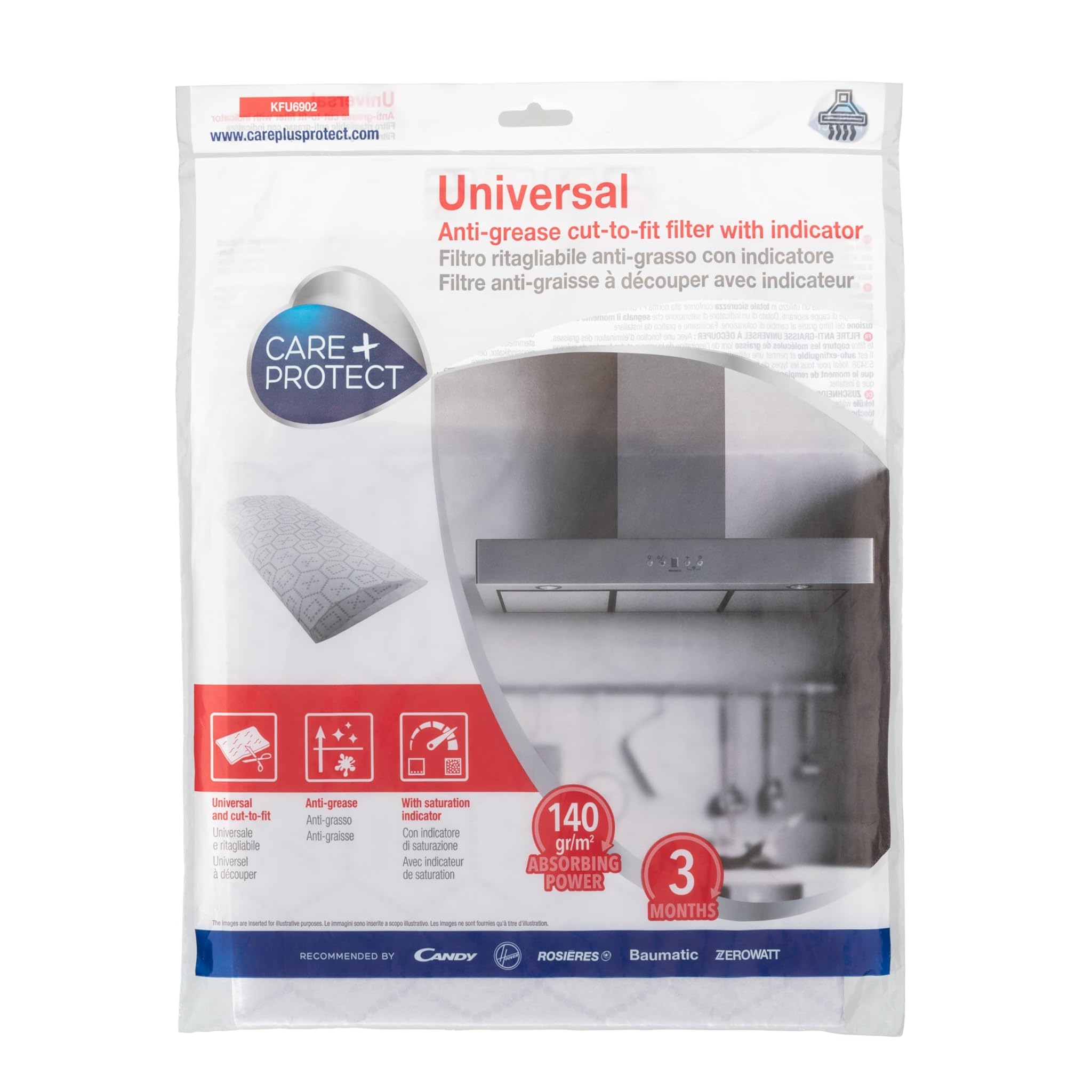 Care + Protect Filtro Cappa Ritagliabile Anti-Grasso