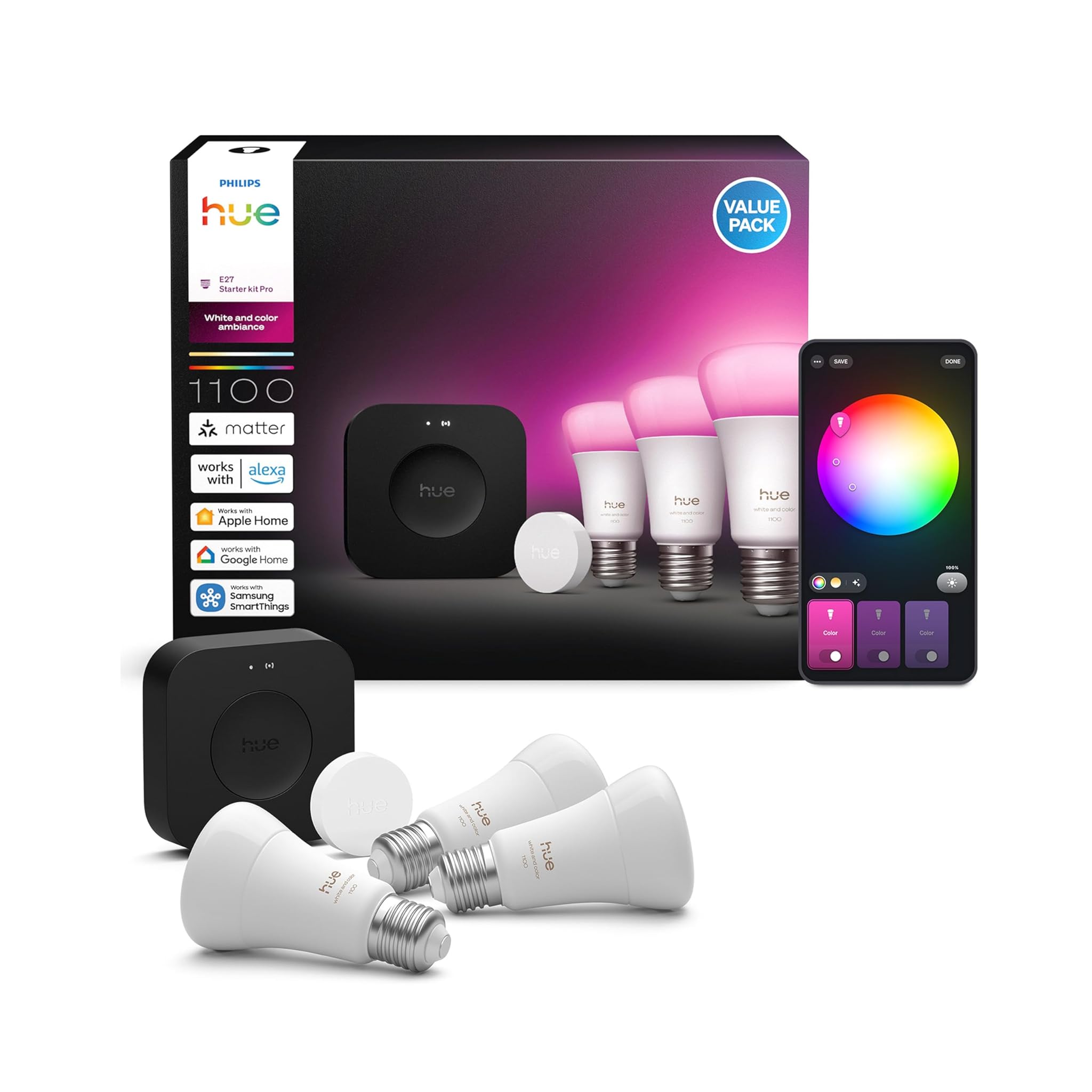 Philips Hue Starter Kit - Bridge Pro e 3 Lampadine E27