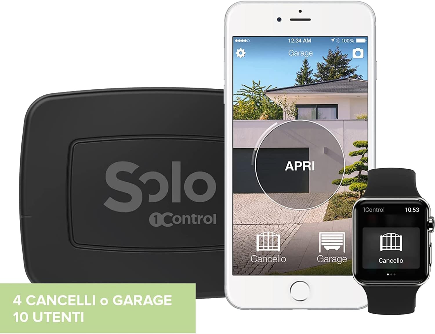 1control Solo 2 Gen - Apricancello Bluetooth 4.0 per Smartphone, Nero - immagine 1