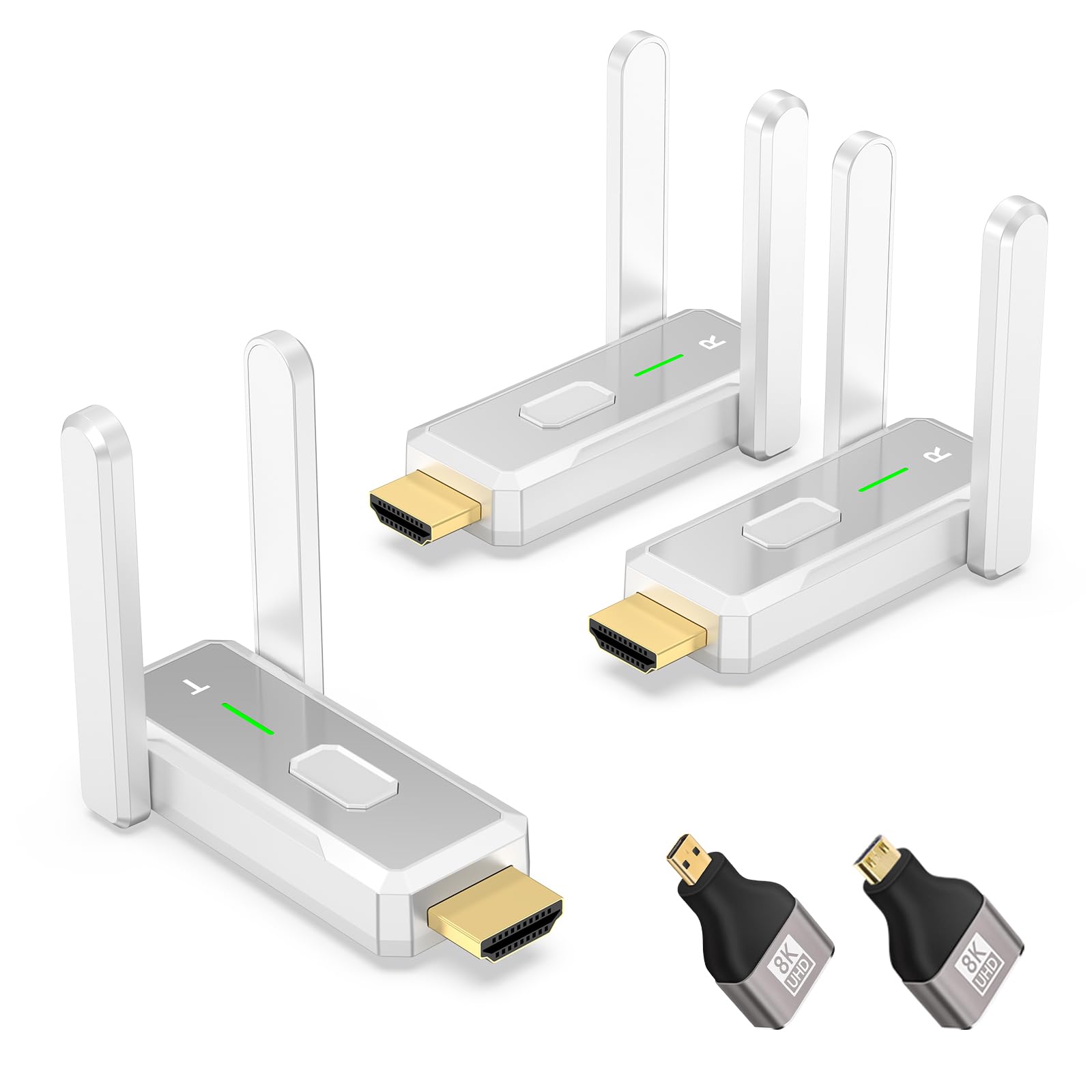 Trasmettitore HDMI Wireless e 2 Ricevitori, Portata 150m HDMI Wireless, 1080P@60Hz Doppia Banda 2.4G/5G per Streaming, Conferenze da PC a TV/Monitor/Proiettori, Plug and Play