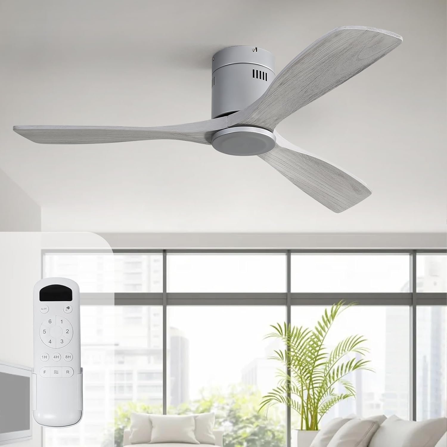 Sofucor Ventilatore da Soffitto 132cm in Legno Massiccio - immagine 1