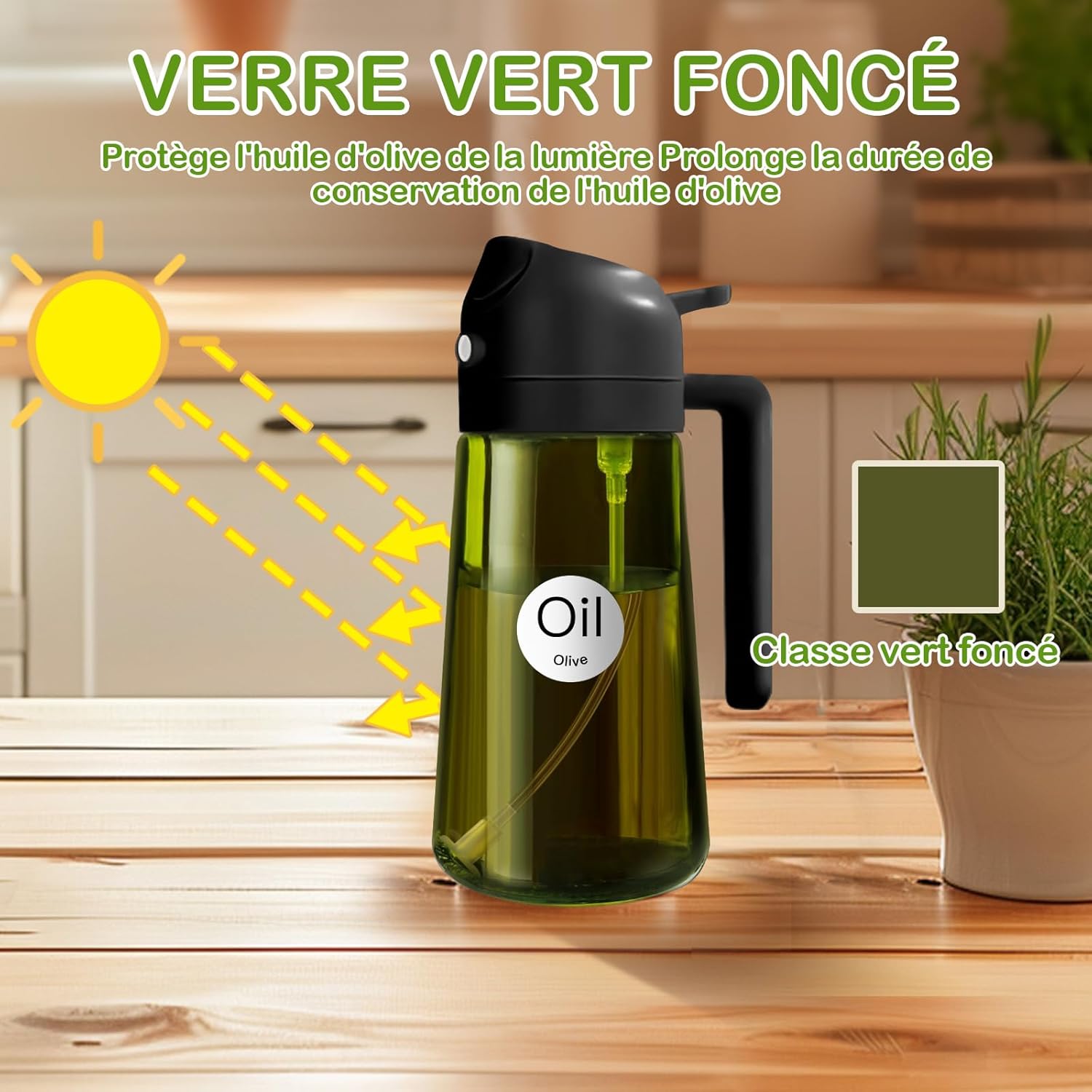 Yarramate Spruzzino Olio in Vetro 470ml, Nero - immagine 3