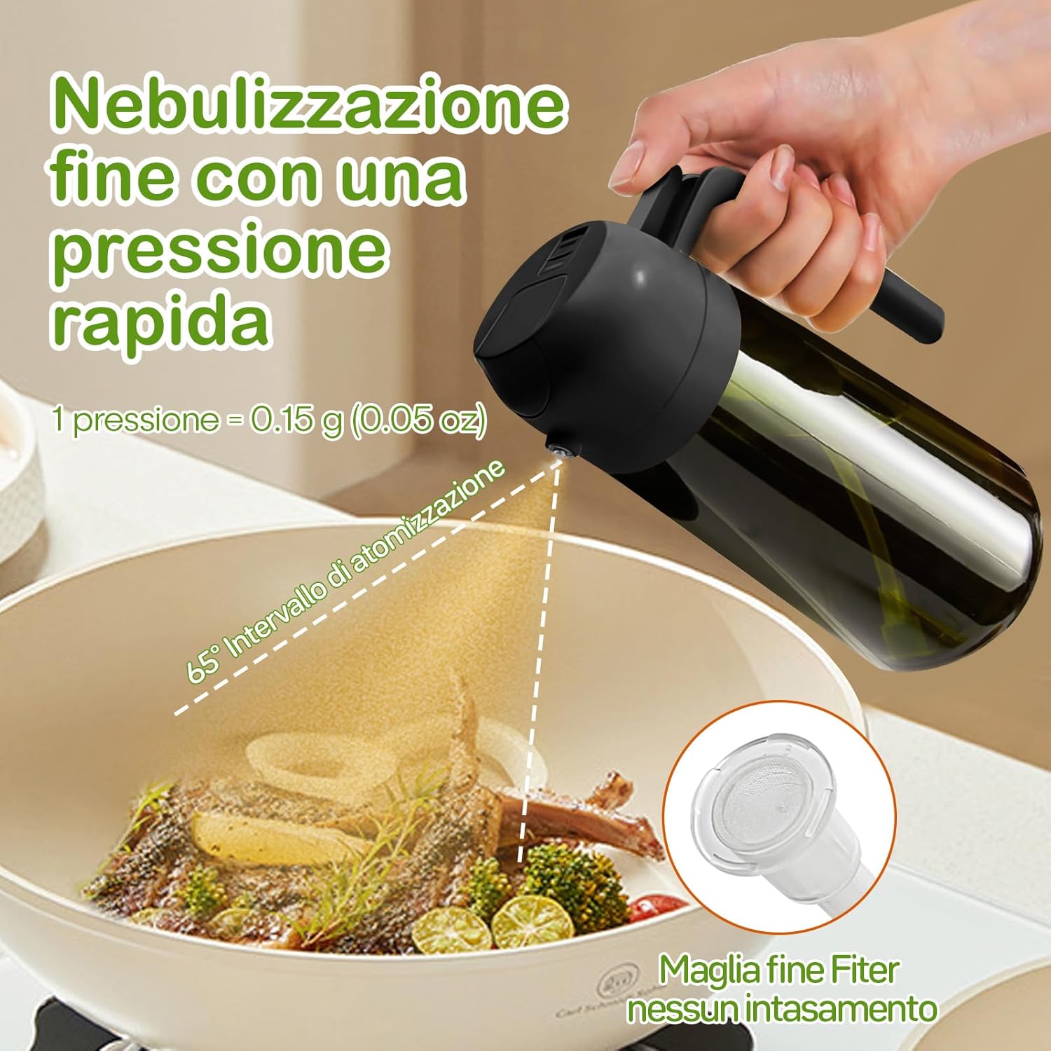 Yarramate Spruzzino Olio in Vetro 470ml, Nero - immagine 5