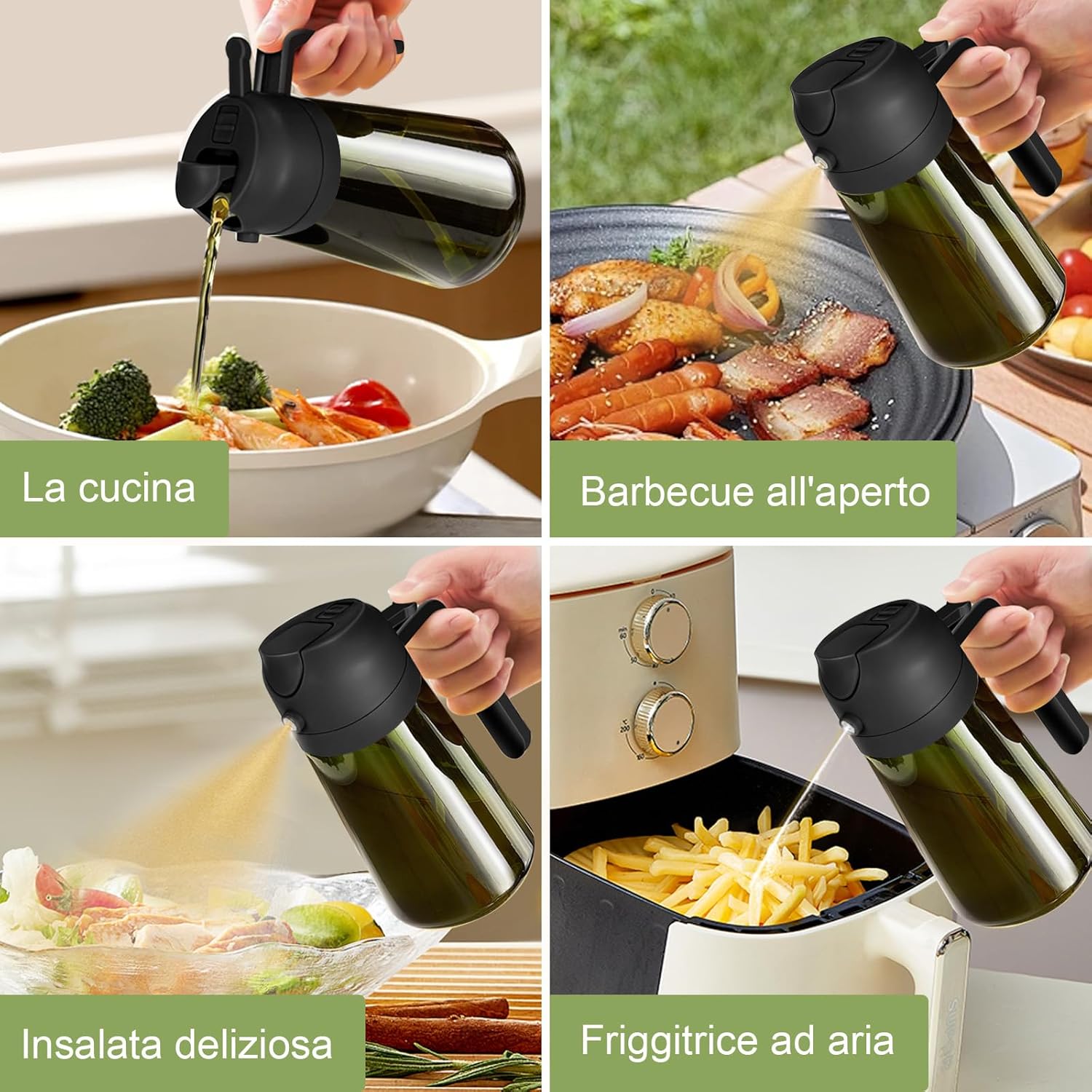 Yarramate Spruzzino Olio in Vetro 470ml, Nero - immagine 6