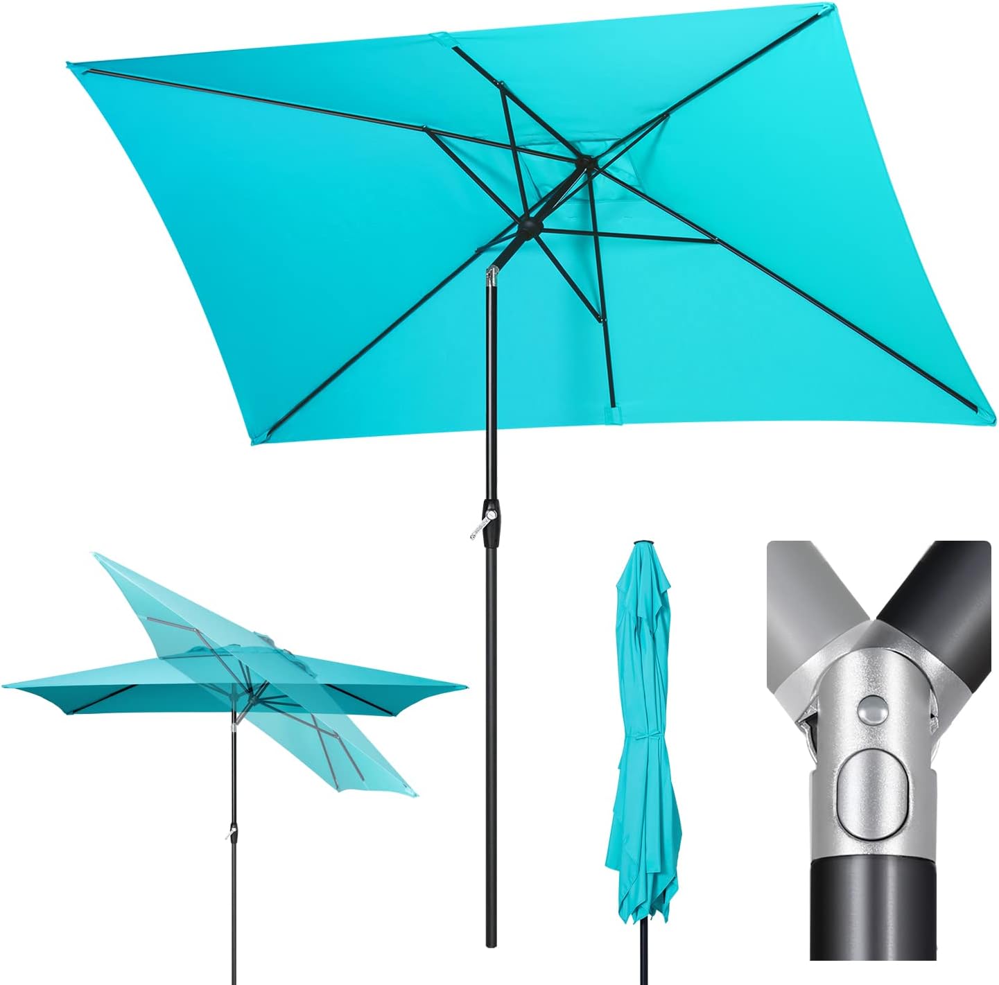 Sekey Ombrellone parasole in alluminio, 200 × 300 cm, per balcone, giardino e terrazza, protezione solare UV 50+