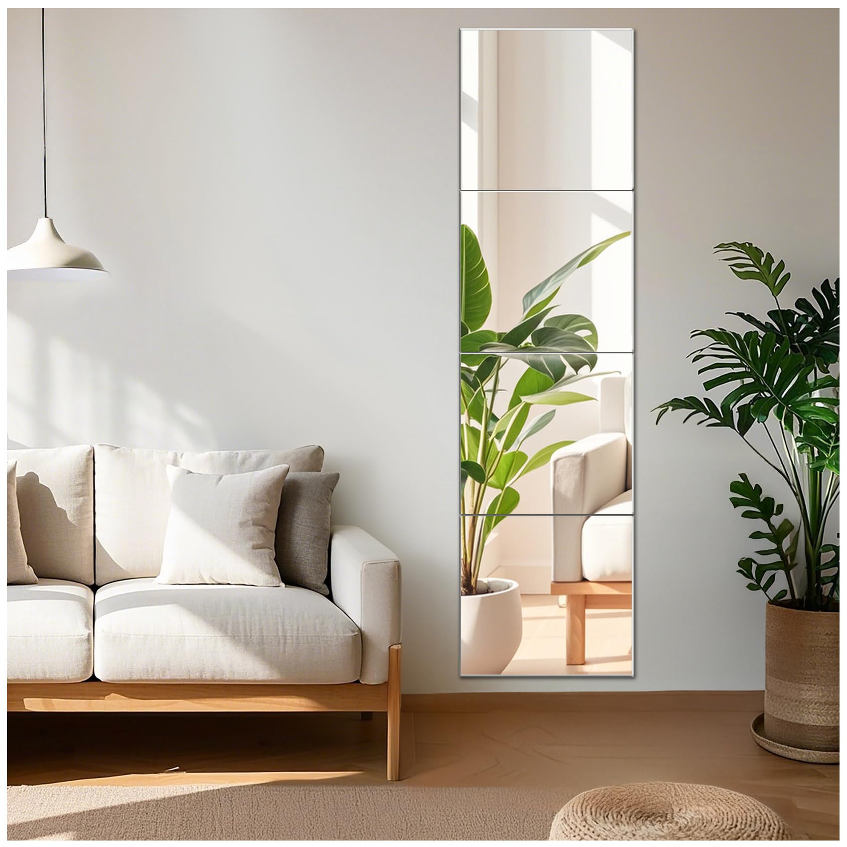 Specchio da Parete Adesivo Rettangolare 35x35cm 4 Pezzi