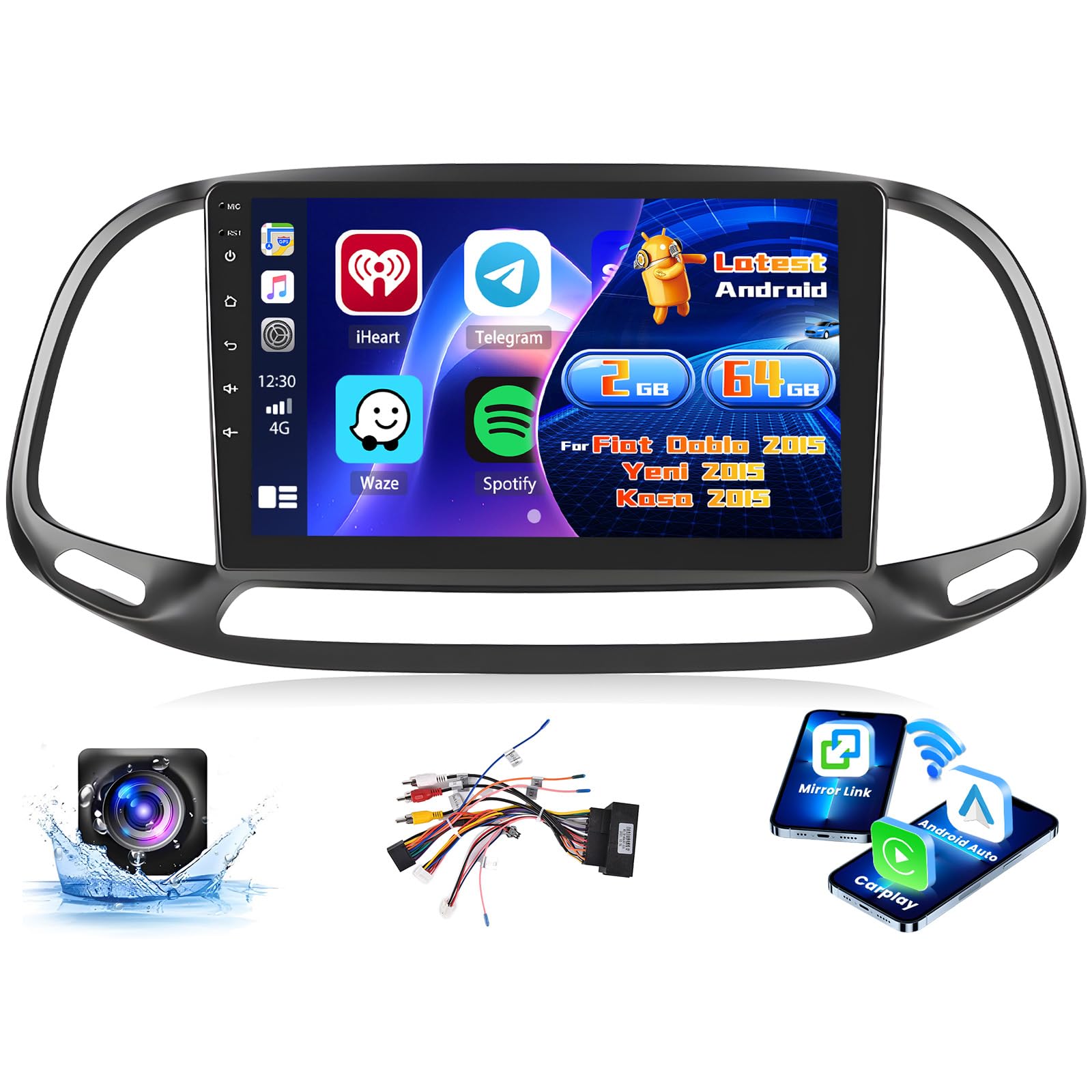 Inefala Android Radio 9" per Fiat Doblo 2015