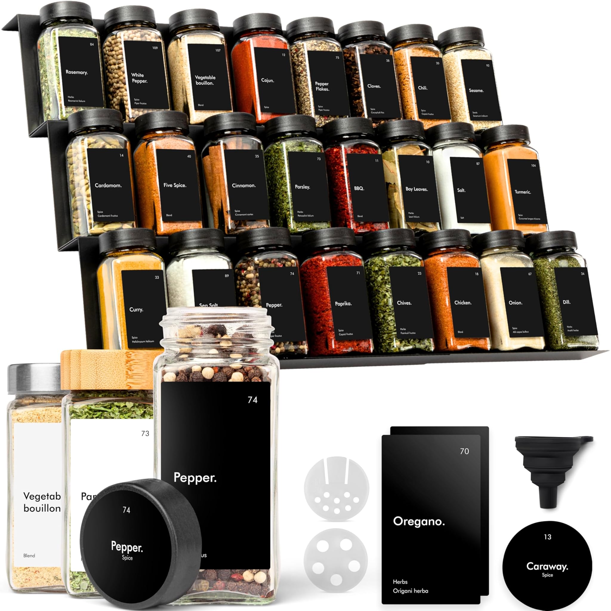 KIVY Portaspezie con 24 Barattoli e Etichette