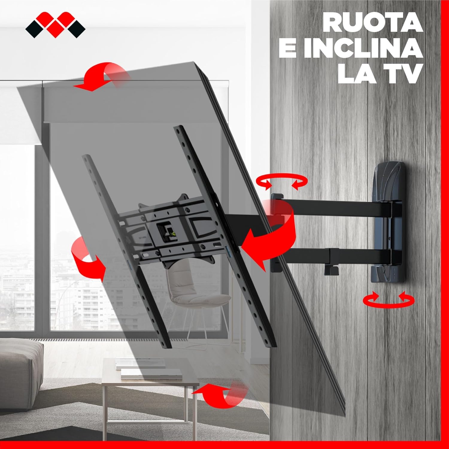 Meliconi SPACE SYSTEM FULLMOTION 400 - Supporto TV Parete - immagine 4