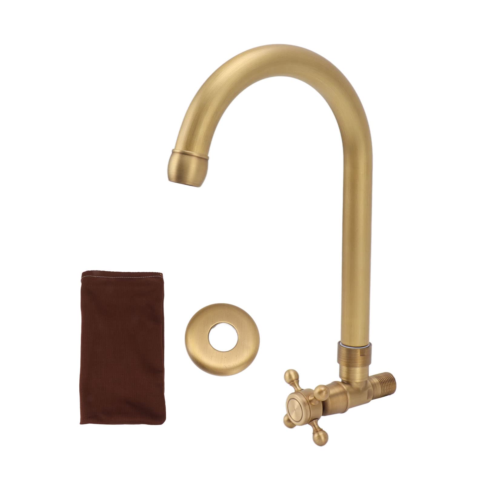 Tyenaza Rubinetto Vintage, Rubinetto Ottone Anticato con Manopola a Croce, 360 ° Rotating Rubinetto Monocomando, Interfaccia G1/2 Rubinetto Lavabo Cucina